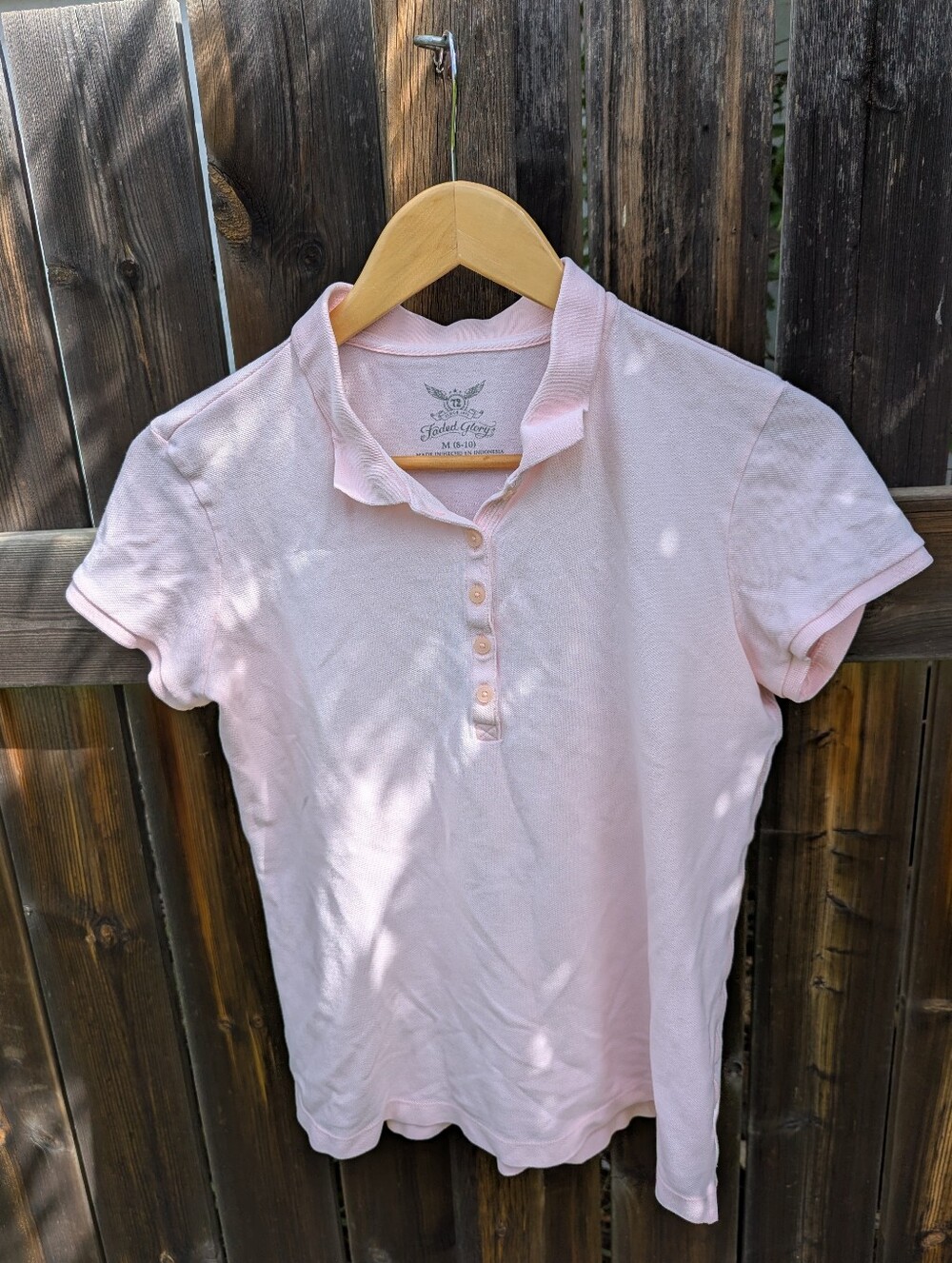Faded Glory Light 98% Cotton Pink Women's Polo Shirt
